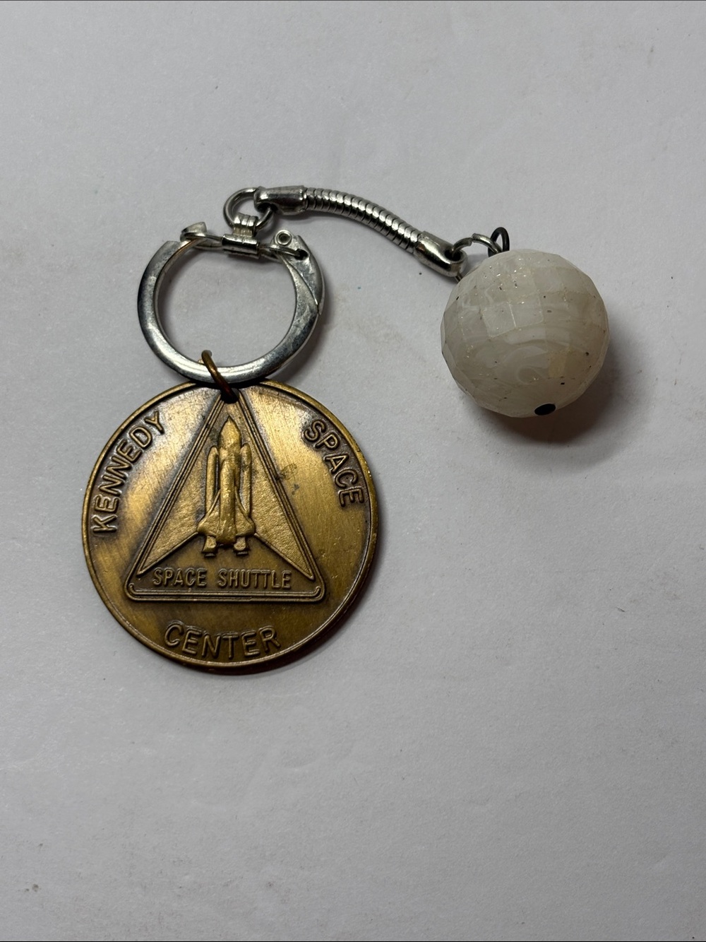 Kennedy Space Center Gold-Tone Space Shuttle Medal Coin Keychain